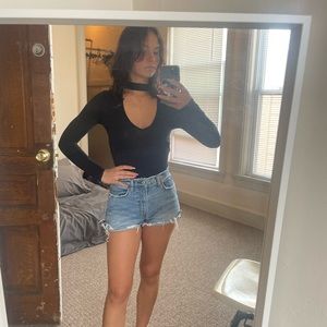 Black V-cut Bodysuit Kendall and Kylie